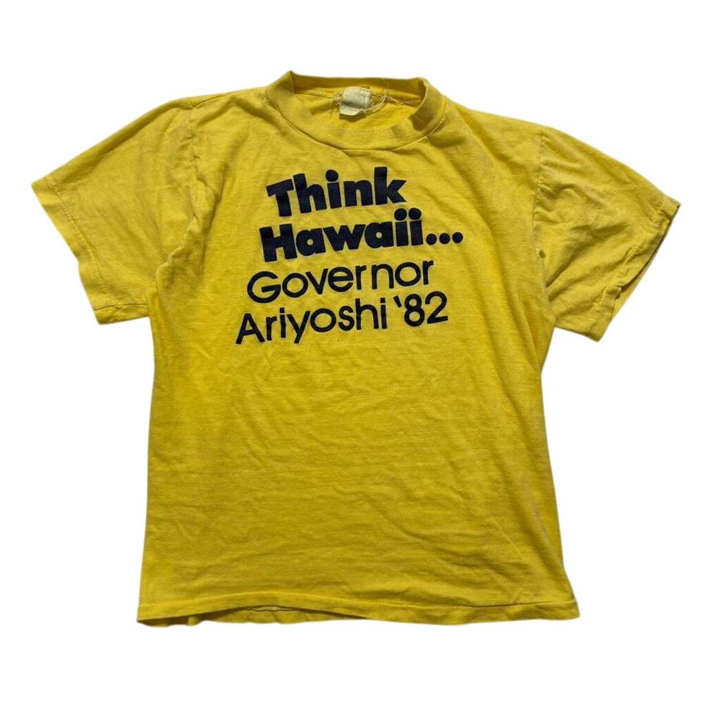 VTG 70's Hawaii Governor Ariyoshi's Campaign Short Sleeve T-Shirt Men’s M Yellow